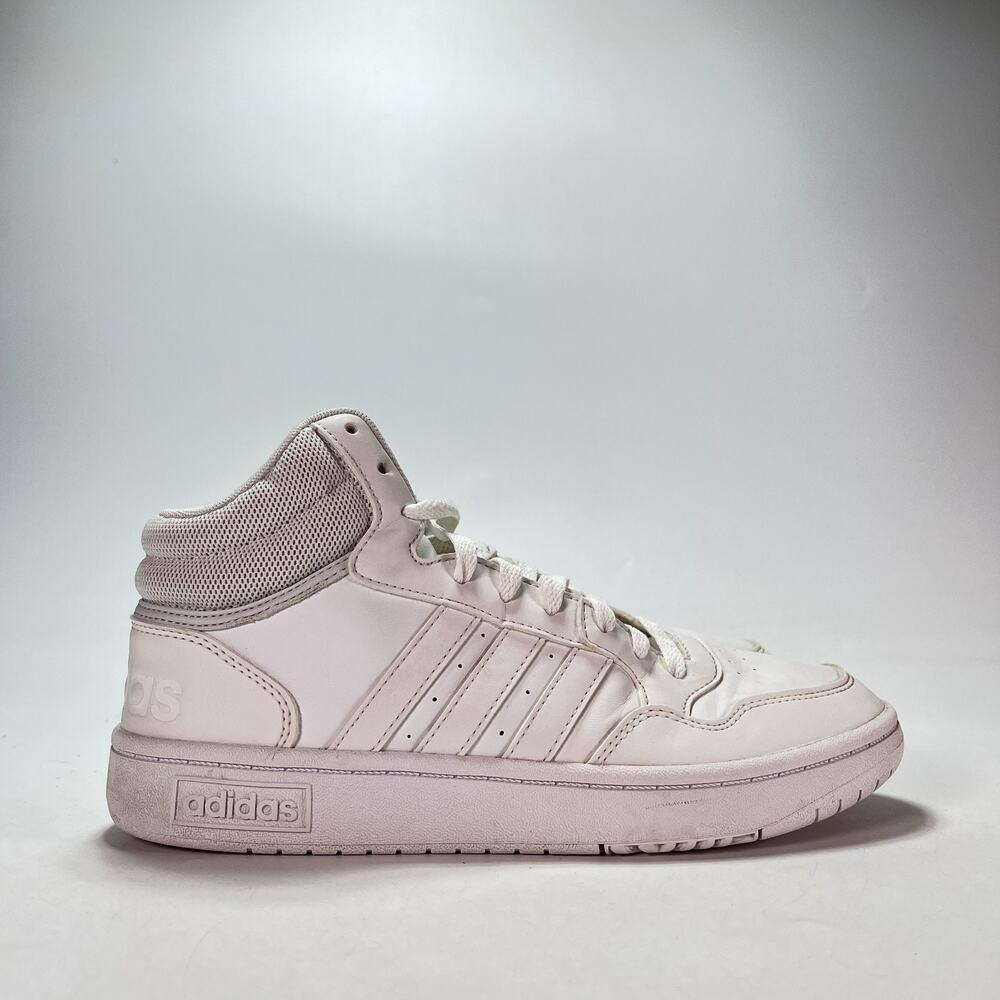 adidas Hoops 3.0 Mid Triple White Lifestyle Sneakers Shoes GW5457 Women's Size 7